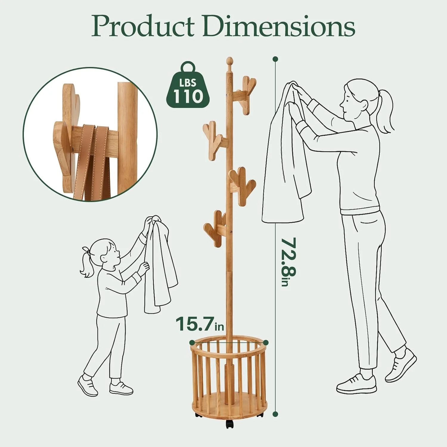 چوب لباسی ایستاده، جالباسی چوبی با 12 آویز، آویز لباس کلاه چوبی جامد با چرخ برای اتاق خواب ورودی راهرو اتاق نشیمن دفتر کار (طبیعی) چوب لباسی ایستاده، جالباسی چوبی با 12 آویز، آویز لباس کلاه چوبی جامد با چرخ برای اتاق خواب ورودی راهرو اتاق نشیمن دفتر کار (طبیعی)