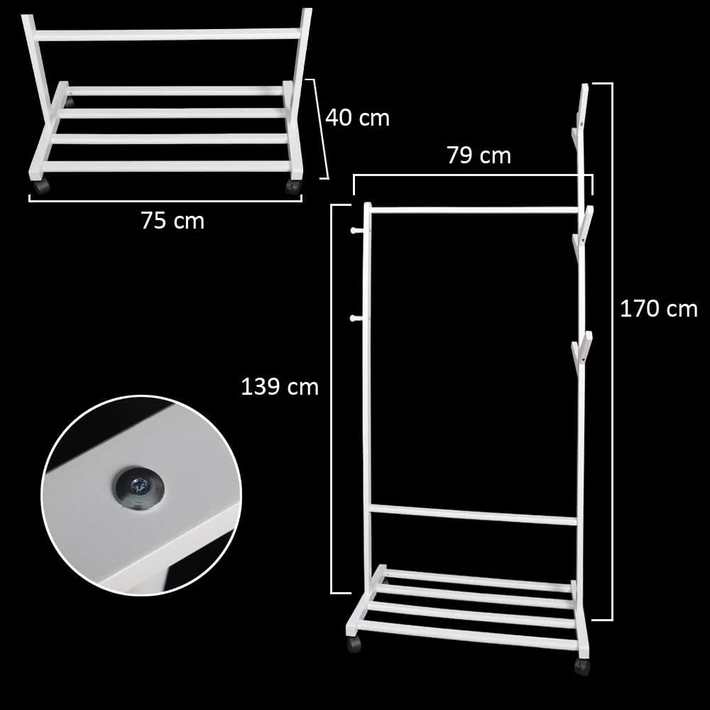 رگال لباس ایستاده YATAI، قفسه چند منظوره لباس با طبقات زیرین، رگال لباس چوبی، رگال لباس با چرخ، استند کت با قفسه کفش، رگال لباس برای دکوراسیون منزل، ورودی اتاق خواب، سفید رگال لباس ایستاده YATAI، قفسه چند منظوره لباس با طبقات زیرین، رگال لباس چوبی، رگال لباس با چرخ، استند کت با قفسه کفش، رگال لباس برای دکوراسیون منزل، ورودی اتاق خواب، سفید
