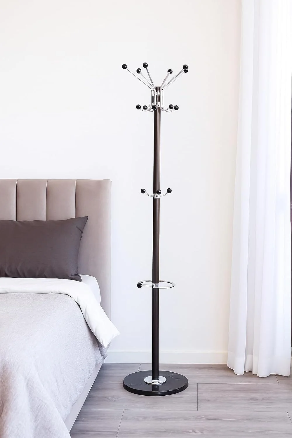 جالباسی فلزی ایستاده با پایه سنگ مرمر طبیعی، دارای 15 آویز برای آویزان کردن شال، کیف، ژاکت، مناسب برای ورودی منزل، مدل 8009 قهوه ای جالباسی فلزی ایستاده با پایه سنگ مرمر طبیعی، دارای 15 آویز برای آویزان کردن شال، کیف، ژاکت، مناسب برای ورودی منزل، مدل 8009 قهوه ای