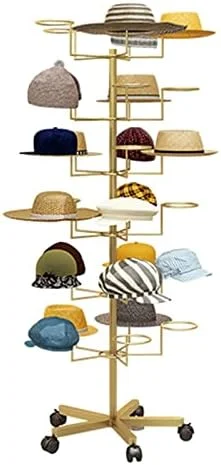 قفسه نگهداری کلاه چند لایه ایستاده با چرخ های قفل دار، مناسب برای کلاه های کابویی/کلاه های بیسبال/کلاه های کلیسا قفسه نگهداری کلاه چند لایه ایستاده با چرخ های قفل دار، مناسب برای کلاه های کابویی/کلاه های بیسبال/کلاه های کلیسا
