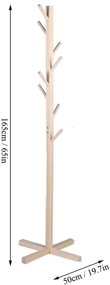 چوب لباسی ایستاده چوبی NDNCZDHC با 8 آویز، رخت آویز ایستاده با پایه محکم، جالباسی ساده برای اتاق خواب، راهرو، دفتر کار