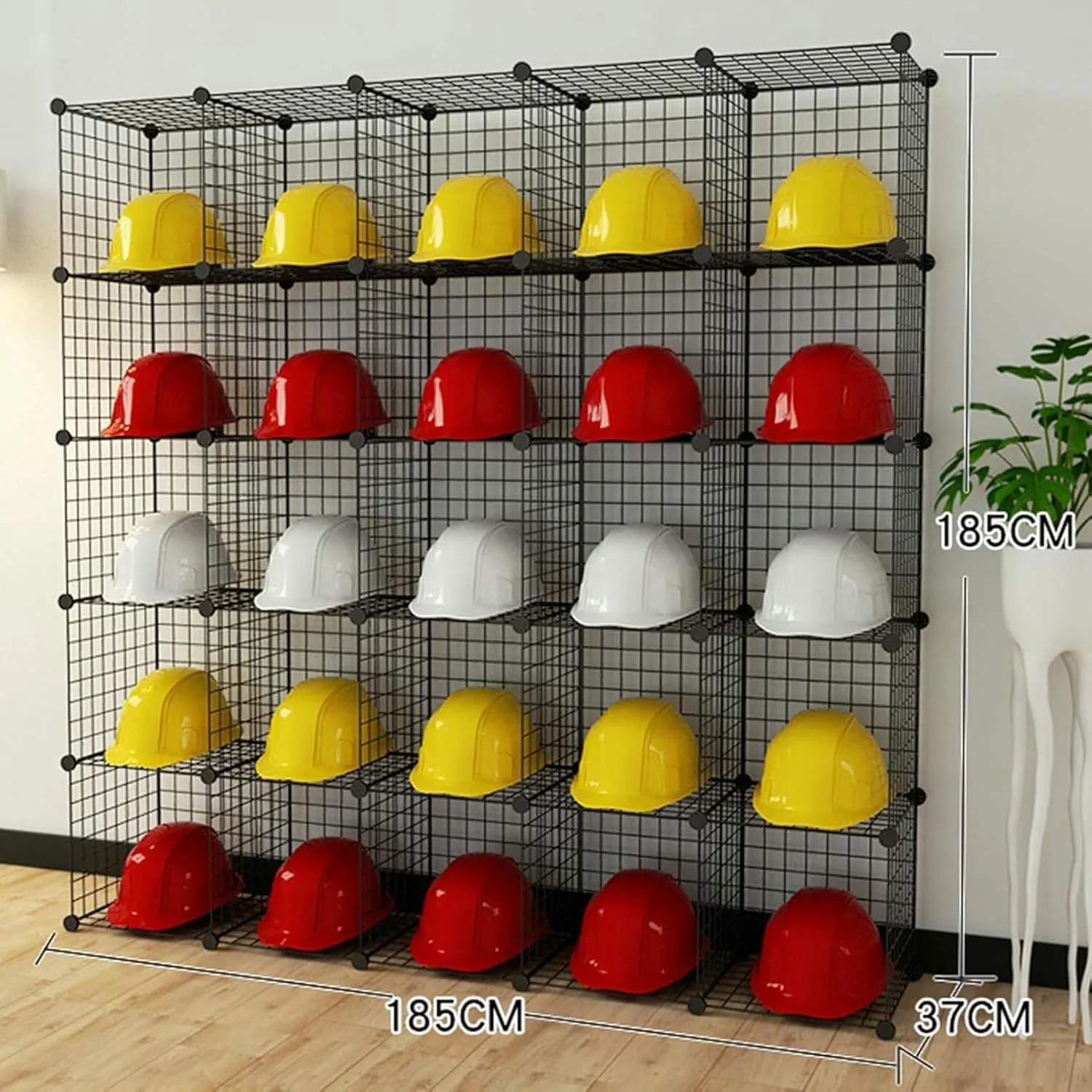 قفسه فلزی نگهدارنده کلاه، سبد ذخیره سازی چند منظوره و قابل انباشت کلاه، استند نمایش کلاه کاسکت موتور سیکلت و کلاه بیسبال (185×37×185 سانتی متر) قفسه فلزی نگهدارنده کلاه، سبد ذخیره سازی چند منظوره و قابل انباشت کلاه، استند نمایش کلاه کاسکت موتور سیکلت و کلاه بیسبال (185×37×185 سانتی متر)