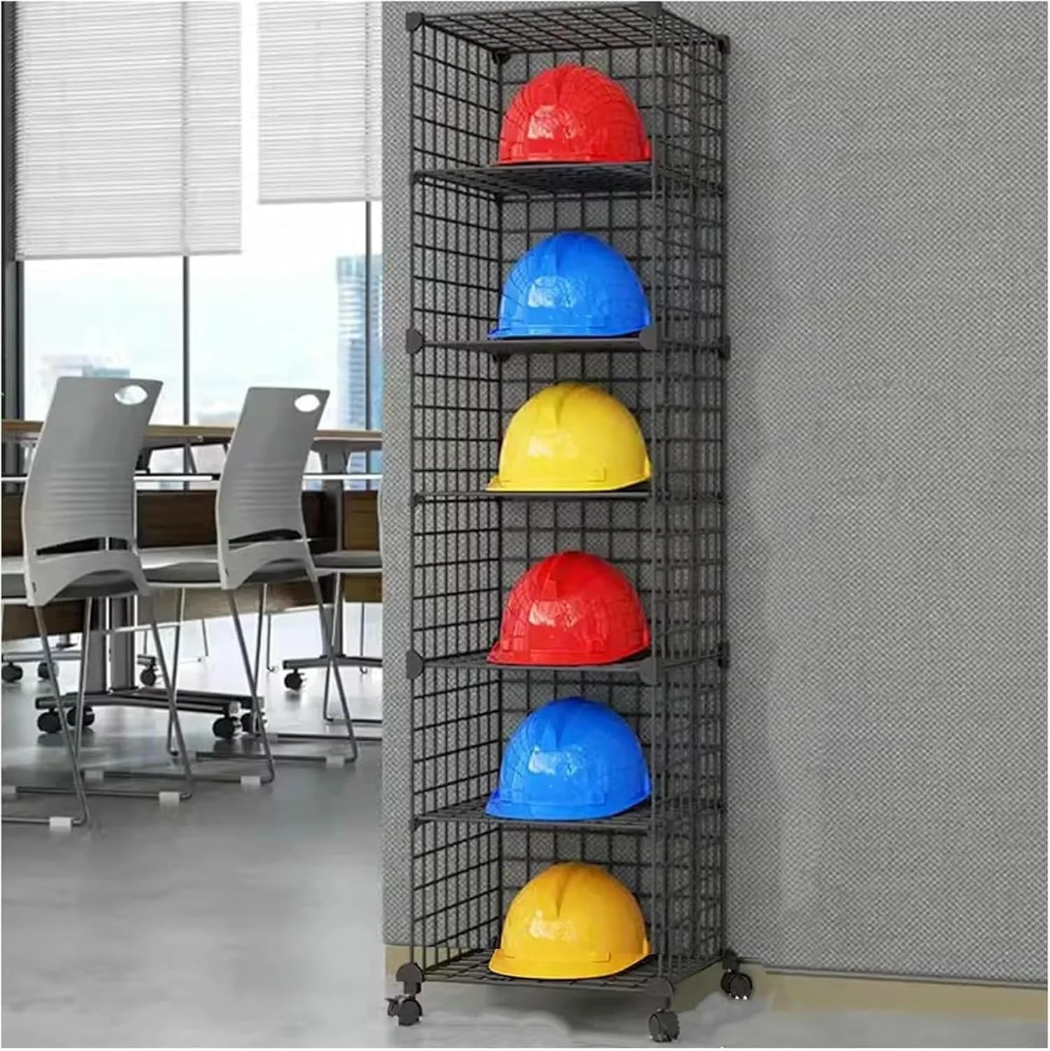 ارگانایزر کلاه ایمنی قابل حمل، قفسه کلاه سخت فلزی مشکی قابل تنظیم، نگهداری چرخشی برای کلاه های آتش نشانی و ساختمانی، نگهدارنده مستقل قابل انباشت (مشکی - 6 شبکه (6X1)) ارگانایزر کلاه ایمنی قابل حمل، قفسه کلاه سخت فلزی مشکی قابل تنظیم، نگهداری چرخشی برای کلاه های آتش نشانی و ساختمانی، نگهدارنده مستقل قابل انباشت (مشکی - 6 شبکه (6X1))
