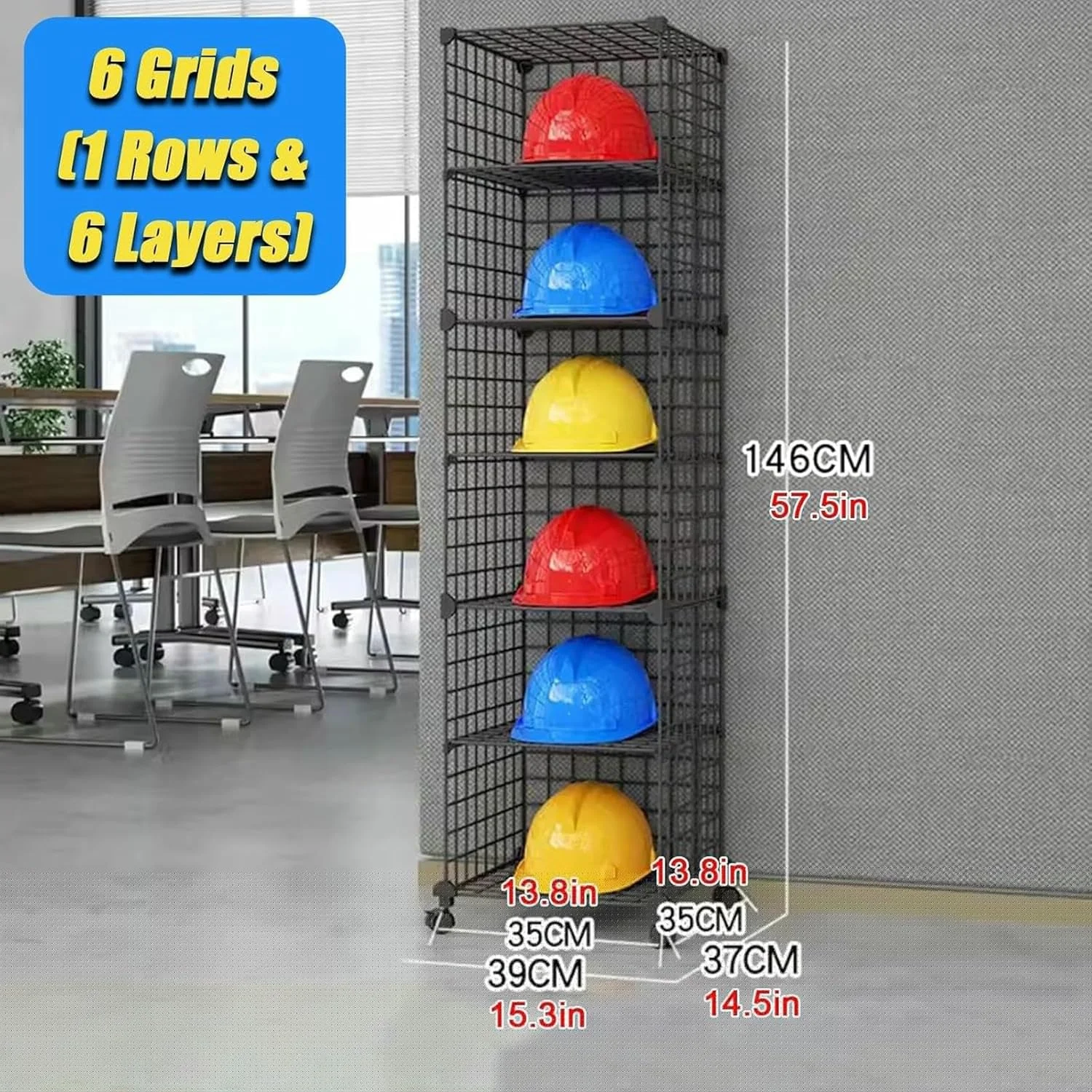 ارگانایزر کلاه ایمنی قابل حمل، قفسه کلاه سخت فلزی مشکی قابل تنظیم، نگهداری چرخشی برای کلاه های آتش نشانی و ساختمانی، نگهدارنده مستقل قابل انباشت (مشکی - 6 شبکه (6X1)) ارگانایزر کلاه ایمنی قابل حمل، قفسه کلاه سخت فلزی مشکی قابل تنظیم، نگهداری چرخشی برای کلاه های آتش نشانی و ساختمانی، نگهدارنده مستقل قابل انباشت (مشکی - 6 شبکه (6X1))