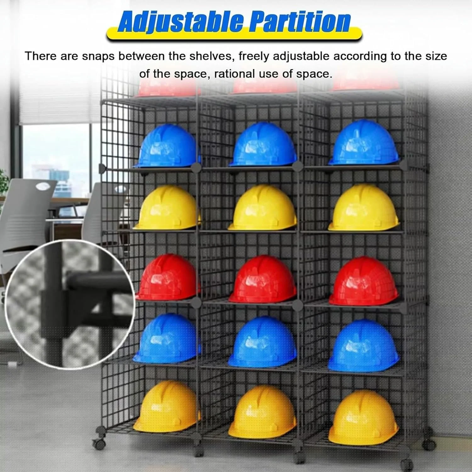 ارگانایزر کلاه ایمنی قابل حمل، قفسه کلاه سخت فلزی مشکی قابل تنظیم، نگهداری چرخشی برای کلاه های آتش نشانی و ساختمانی، نگهدارنده مستقل قابل انباشت (مشکی - 6 شبکه (6X1)) ارگانایزر کلاه ایمنی قابل حمل، قفسه کلاه سخت فلزی مشکی قابل تنظیم، نگهداری چرخشی برای کلاه های آتش نشانی و ساختمانی، نگهدارنده مستقل قابل انباشت (مشکی - 6 شبکه (6X1))