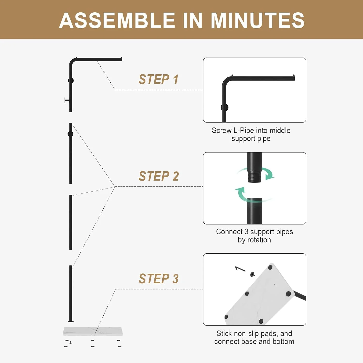 جالباسی ایستاده فلزی RRG، ارتفاع 170 سانتی متر، با 3 آویز، پایه سنگین، جالباسی مدرن برای کت، شلوار، پیراهن و لباس (مشکی) جالباسی ایستاده فلزی RRG، ارتفاع 170 سانتی متر، با 3 آویز، پایه سنگین، جالباسی مدرن برای کت، شلوار، پیراهن و لباس (مشکی)