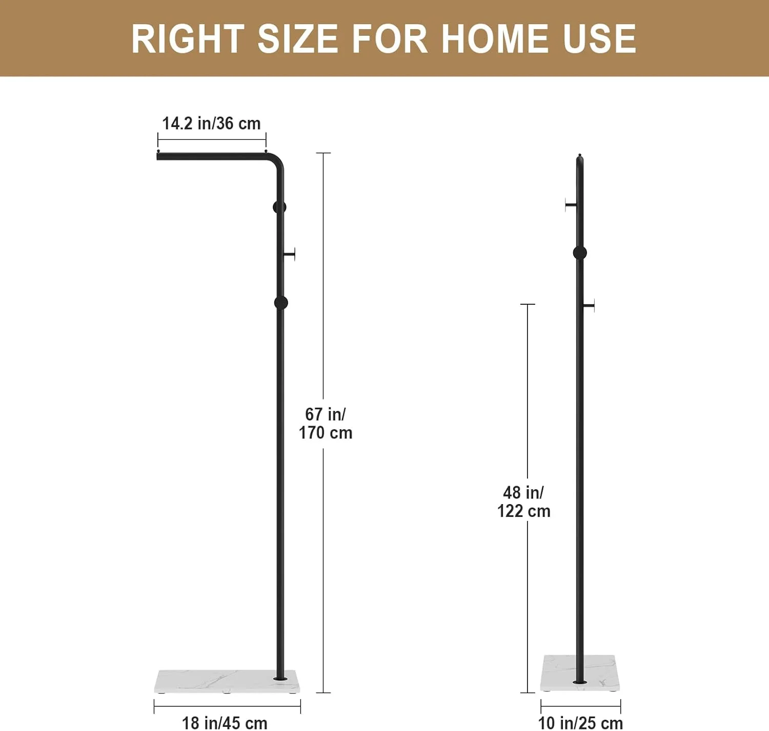 جالباسی ایستاده فلزی RRG، ارتفاع 170 سانتی متر، با 3 آویز، پایه سنگین، جالباسی مدرن برای کت، شلوار، پیراهن و لباس (مشکی) جالباسی ایستاده فلزی RRG، ارتفاع 170 سانتی متر، با 3 آویز، پایه سنگین، جالباسی مدرن برای کت، شلوار، پیراهن و لباس (مشکی)