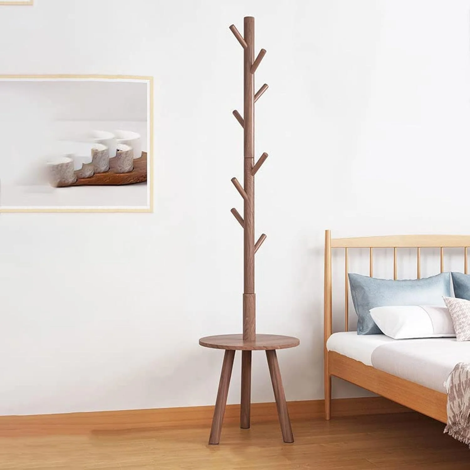 جالباسی ایستاده SEEMIE، آویز کلاه و جالباسی، سازمان دهنده ورودی برای لباس، روسری، چتر، کلاه (قهوه ای) جالباسی ایستاده SEEMIE، آویز کلاه و جالباسی، سازمان دهنده ورودی برای لباس، روسری، چتر، کلاه (قهوه ای)