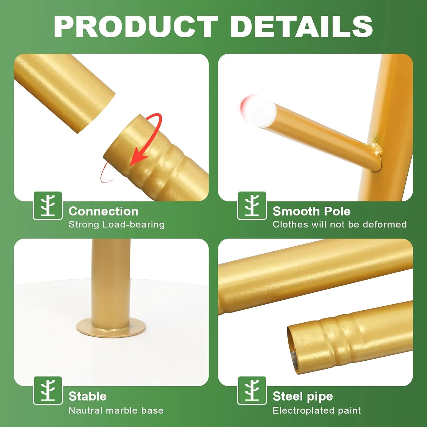 جالباسی ایستاده SKY-TOUCH با ۷ آویز، جالباسی درختی با پایه گرد مرمری، جالباسی ورودی برای کیف، لباس، شال، مناسب راهرو، اتاق خواب، اتاق نشیمن، طلایی - ۱۷۰*۳۰*۳۰ سانتی متر جالباسی ایستاده SKY-TOUCH با ۷ آویز، جالباسی درختی با پایه گرد مرمری، جالباسی ورودی برای کیف، لباس، شال، مناسب راهرو، اتاق خواب، اتاق نشیمن، طلایی - ۱۷۰*۳۰*۳۰ سانتی متر