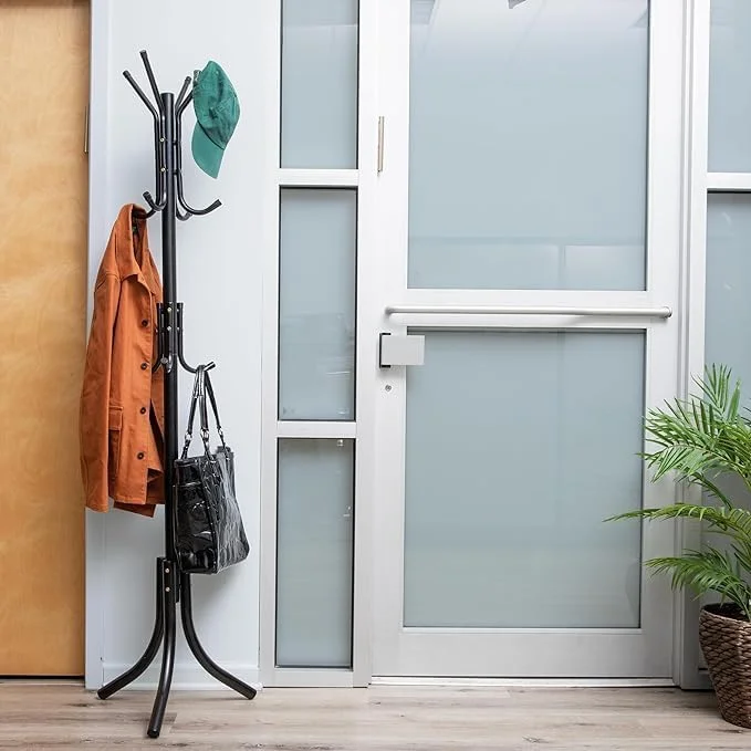 جالباسی ایستاده رویال فورد مدل RF12430، جالباسی فلزی با 8 آویز برای کت، کیف، شال و چتر، رنگ مشکی