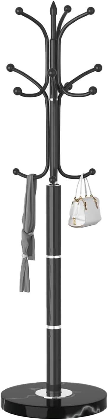 جالباسی فلزی ایستاده با پایه مرمر طبیعی، جالباسی محکم با 8 آویز، آویز کلاه برای ورودی، راهرو، اتاق خواب، مشکی (12 آویز) جالباسی فلزی ایستاده با پایه مرمر طبیعی، جالباسی محکم با 8 آویز، آویز کلاه برای ورودی، راهرو، اتاق خواب، مشکی (12 آویز)