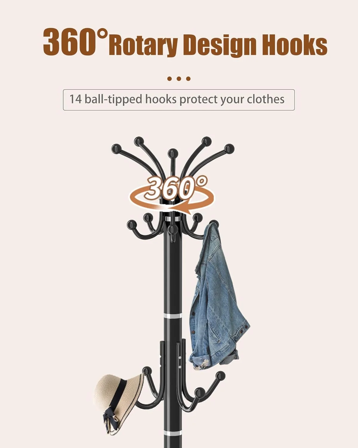 جالباسی فلزی Snaikor با پایه مرمر طبیعی، جالباسی مدرن ایستاده، جالباسی چرخشی 360 درجه با 14 آویز، جالباسی مشکی مناسب ورودی، دفتر کار، گوشه جالباسی فلزی Snaikor با پایه مرمر طبیعی، جالباسی مدرن ایستاده، جالباسی چرخشی 360 درجه با 14 آویز، جالباسی مشکی مناسب ورودی، دفتر کار، گوشه