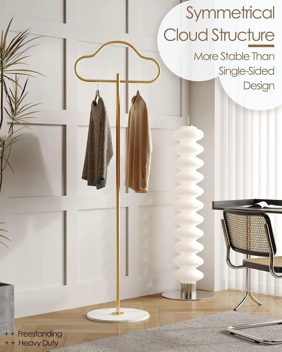 آویز لباس طلایی SLEEPHEAD با پایه سنگ مرمر سنگین، جالباسی مدرن برای کت، کلاه، شال گردن، با طراحی ابر، مناسب اتاق خواب، نشیمن و ورودی