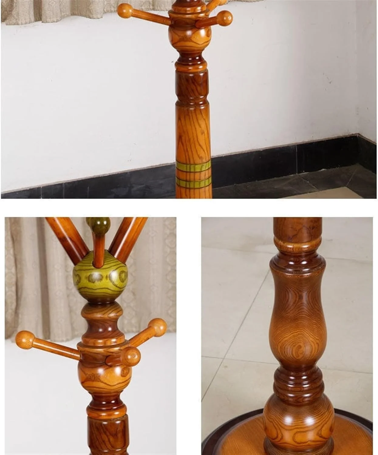 جالباسی ایستاده چوبی با طراحی خلاقانه و پایه گرد برای ورودی منزل، مناسب آویزان کردن کلاه، لباس و شال (قهوه ای - 172 * 42 سانتی متر) جالباسی ایستاده چوبی با طراحی خلاقانه و پایه گرد برای ورودی منزل، مناسب آویزان کردن کلاه، لباس و شال (قهوه ای - 172 * 42 سانتی متر)