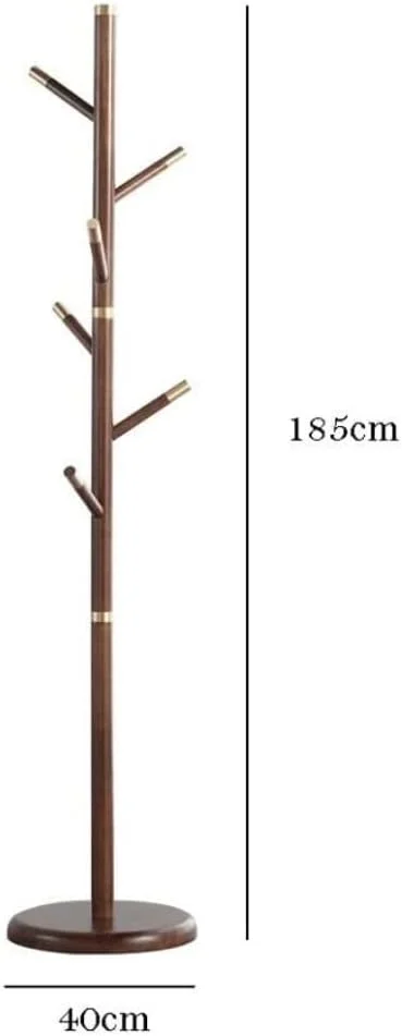 جالباسی ایستاده با طراحی مدرن و اشغال فضای کم، مناسب برای کلاه، لباس، کیف دستی، اتاق خواب، راهرو و ورودی منزل (قهوه ای تیره - 40 * 40 * 185 سانتی متر)