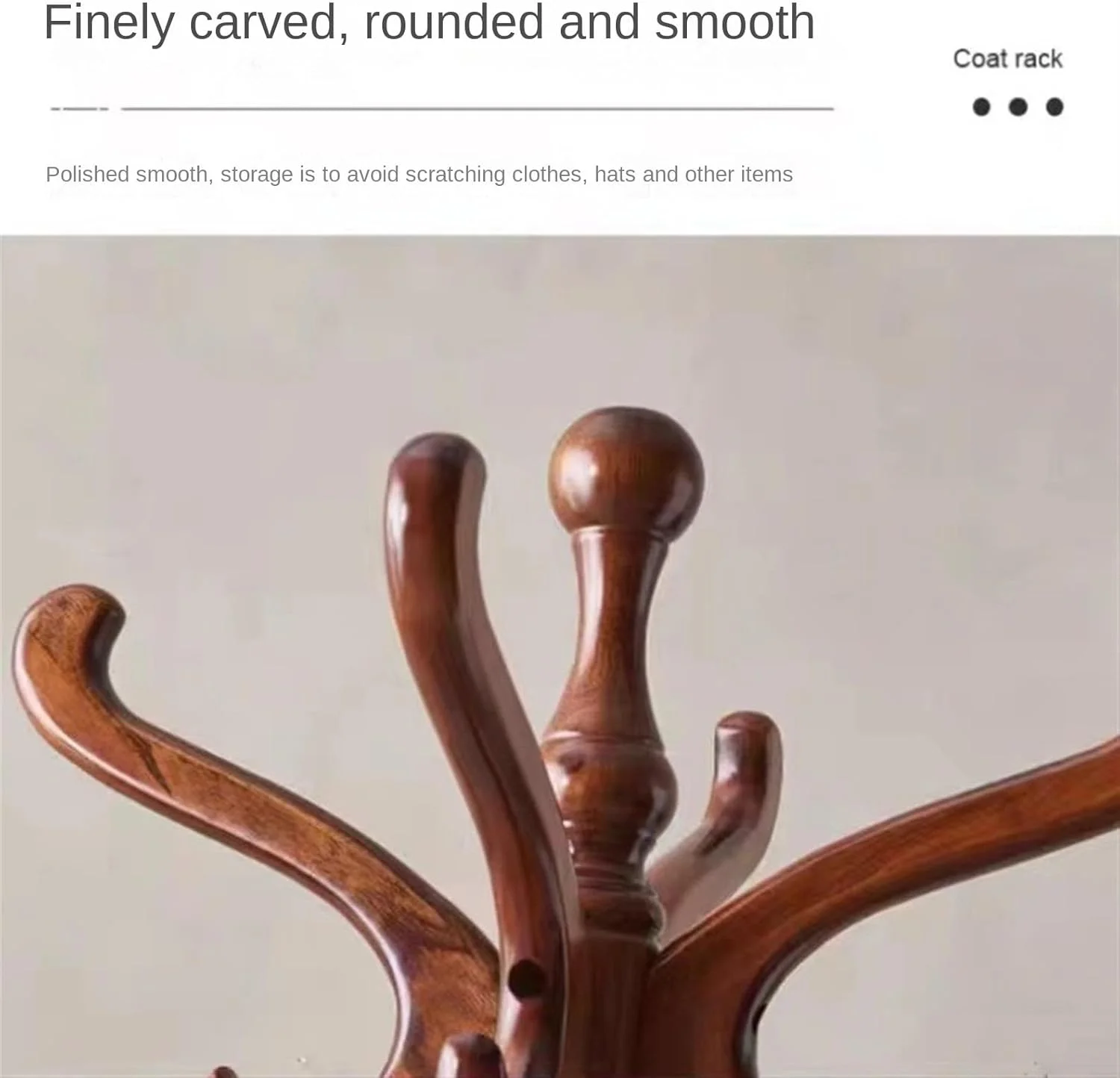 رخت آویز ایستاده چوبی ساده و کم جا برای لباس، کلاه و نمایش وسایل، مناسب اتاق نشیمن و ورودی منزل (قهوه ای - 186 سانتی متر)