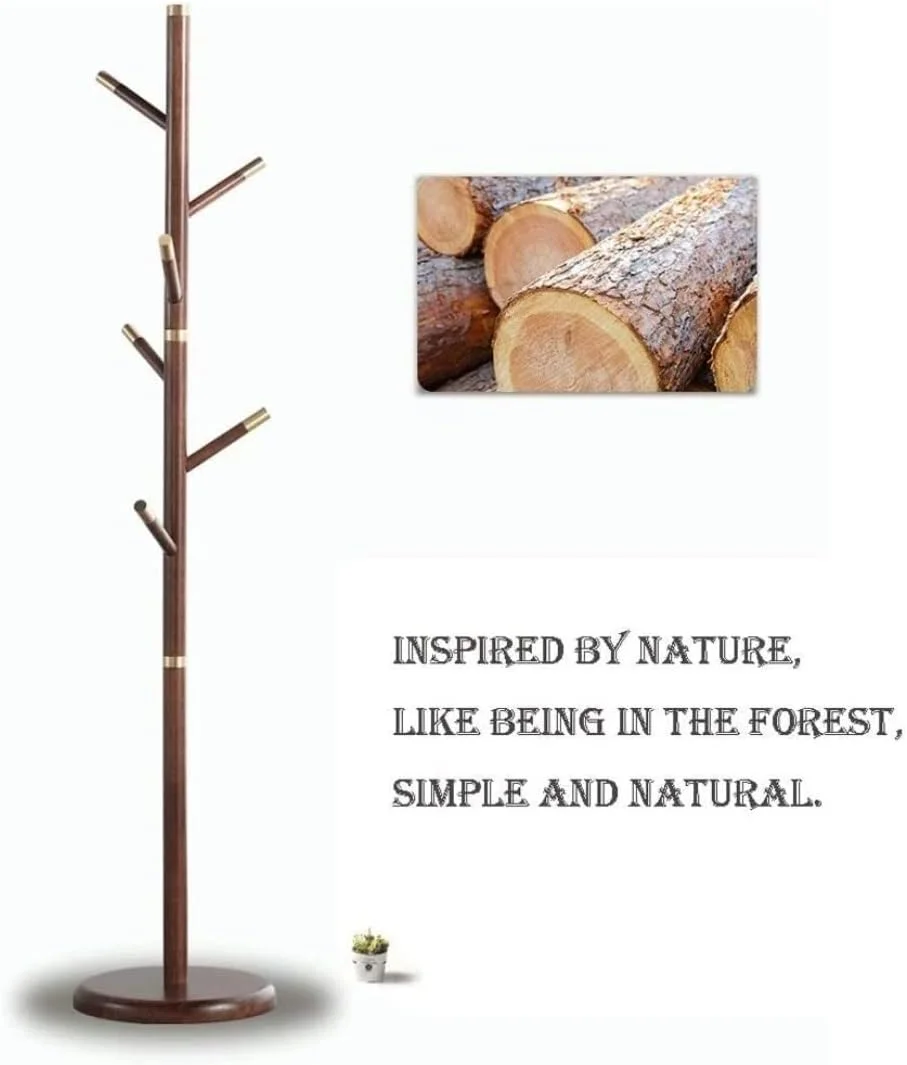جالباسی ایستاده با طراحی مدرن و اشغال فضای کم، مناسب برای کلاه، لباس، کیف دستی، اتاق خواب، راهرو و ورودی منزل (قهوه ای تیره - 40 * 40 * 185 سانتی متر)