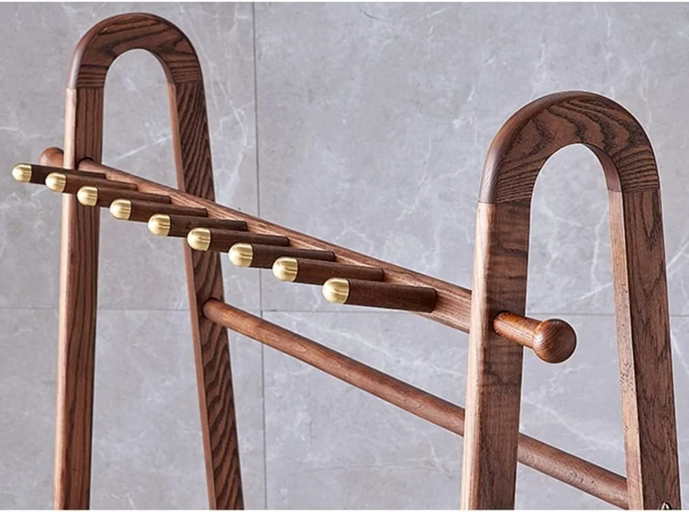 جالباسی ایستاده چوبی با طراحی کم‌جا، مناسب لباس‌های سنگین با قفسه‌های نگهداری، دارای 11 آویز برای لباس، کفش، کلاه، کیف، مناسب برای ورودی منزل (قهوه‌ای - 170 * 100 * 40 سانتی‌متر)