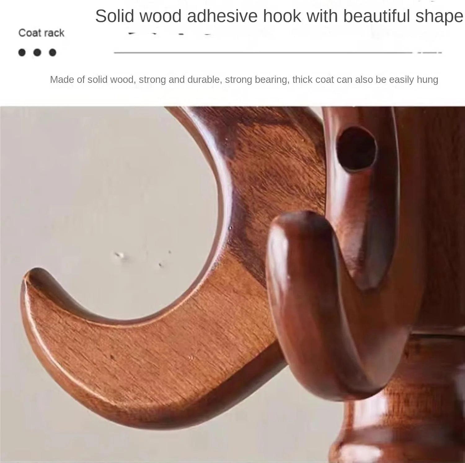 رخت آویز ایستاده چوبی ساده و کم جا برای لباس، کلاه و نمایش وسایل، مناسب اتاق نشیمن و ورودی منزل (قهوه ای - 186 سانتی متر)