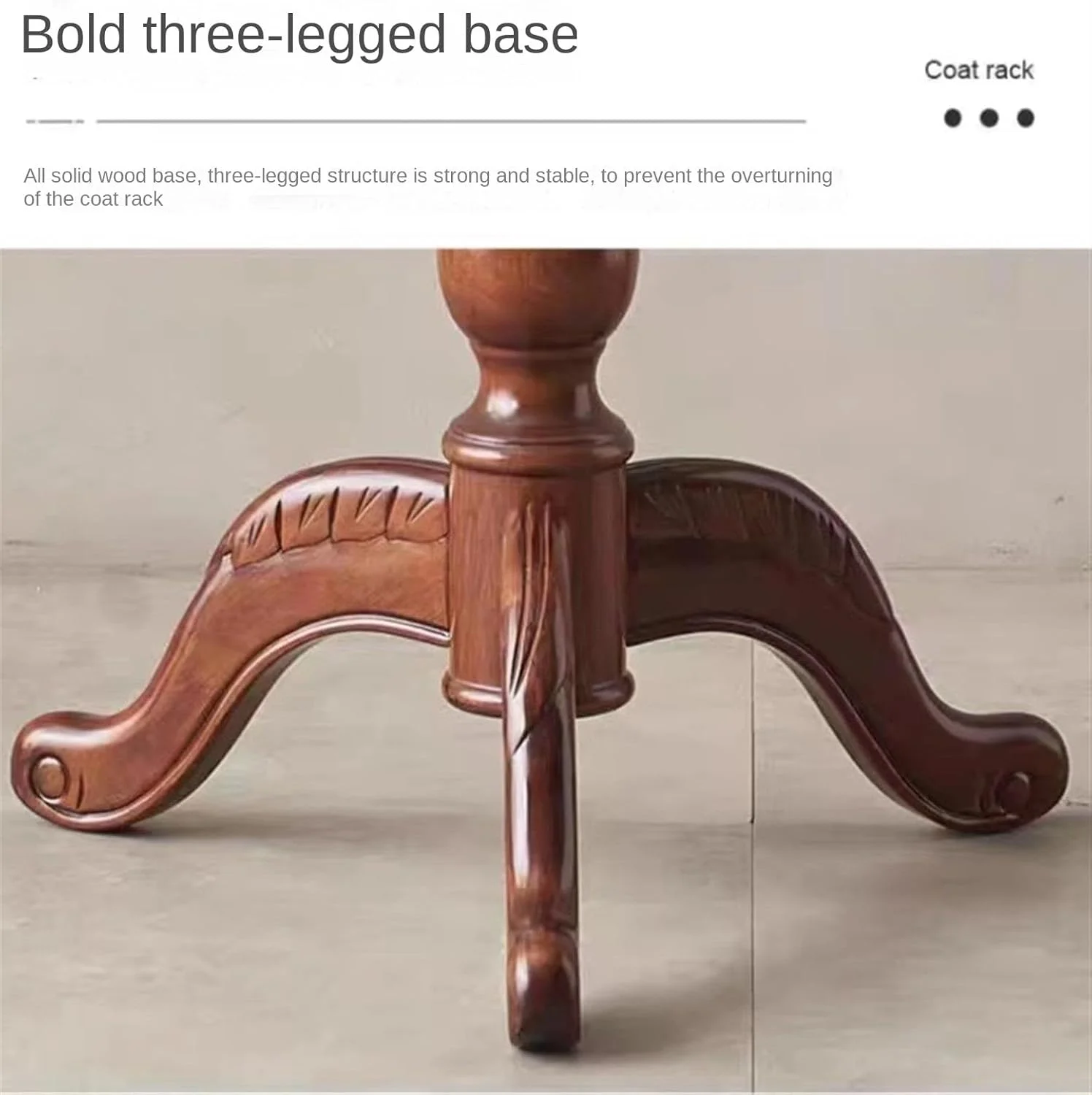 رخت آویز ایستاده چوبی ساده و کم جا برای لباس، کلاه و نمایش وسایل، مناسب اتاق نشیمن و ورودی منزل (قهوه ای - 186 سانتی متر)