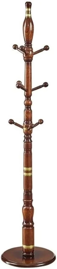 جالباسی ایستاده با طراحی کم‌جا و ۹ آویز چوبی، مناسب برای کلاه، لباس و ورودی منزل (۴۰ * ۱۸۲ سانتی‌متر)