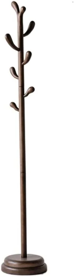 رخت آویز ایستاده چوبی با طراحی مدرن، مناسب برای اتاق نشیمن، اتاق خواب، ورودی منزل، دارای 6 آویز برای آویزان کردن کلاه، کت، شال و لباس (A-32 * 185Cm)