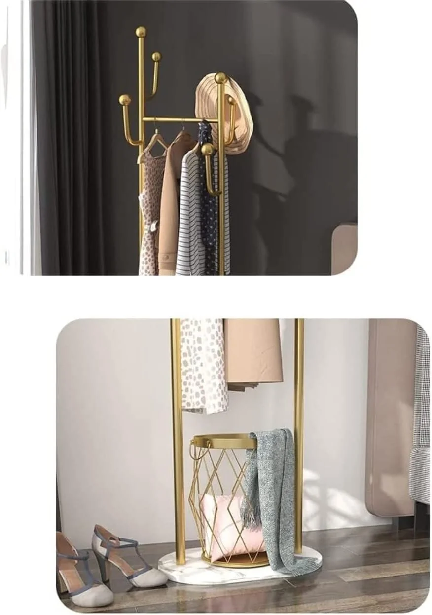رخت آویز ایستاده فلزی صرفه جویی در فضا، مناسب برای اتاق خواب، دفتر، راهرو، ورودی (طلایی - 50 * 33 * 170 سانتی متر) رخت آویز ایستاده فلزی صرفه جویی در فضا، مناسب برای اتاق خواب، دفتر، راهرو، ورودی (طلایی - 50 * 33 * 170 سانتی متر)