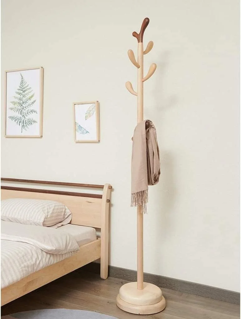 رخت آویز ایستاده چوبی با طراحی مدرن، مناسب برای اتاق نشیمن، اتاق خواب، ورودی منزل، دارای 6 آویز برای آویزان کردن کلاه، کت، شال و لباس (A-32 * 185Cm) رخت آویز ایستاده چوبی با طراحی مدرن، مناسب برای اتاق نشیمن، اتاق خواب، ورودی منزل، دارای 6 آویز برای آویزان کردن کلاه، کت، شال و لباس (A-32 * 185Cm)