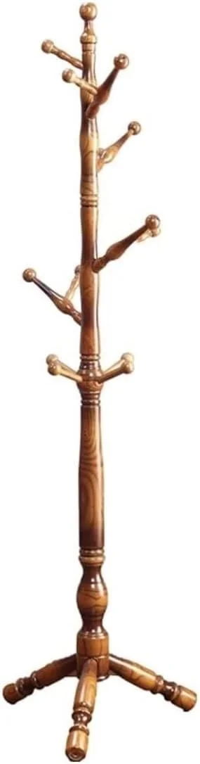 رخت آویز ایستاده چوبی با طراحی کم جا، دارای 12 آویز، مناسب برای ورودی، راهرو، اتاق خواب، آویز درختی برای لباس، کلاه، ژاکت، شال، آویز لباس ورودی (A-180X48Cm)