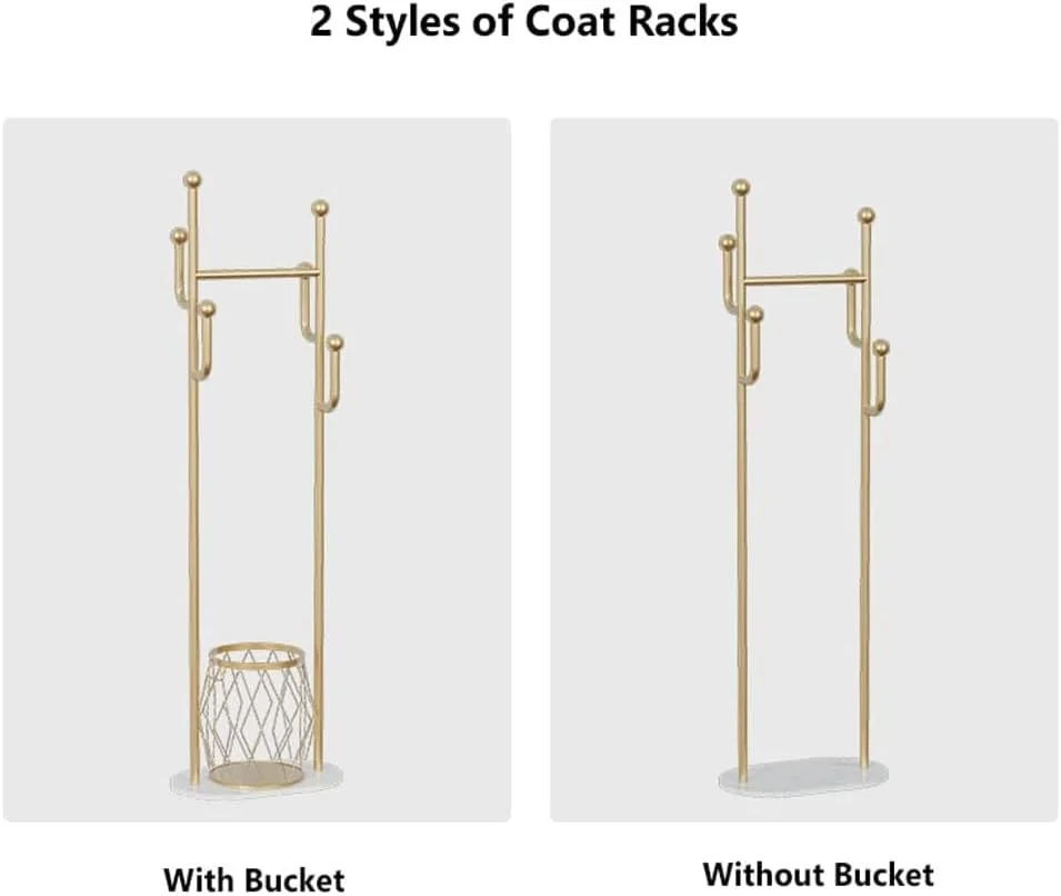 جالباسی ایستاده فلزی با طراحی مدرن و اشغال فضای کم، دارای ۶ آویز برای کلاه، لباس، کیف، شال و سایر وسایل (تک رنگ - بدون سطل)