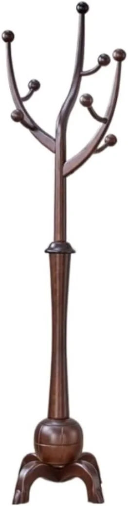 جالباسی ایستاده چوبی با طراحی کم‌جا و ۸ آویز، مناسب برای ورودی منزل، مونتاژ آسان، مناسب برای آویزان کردن کت، کلاه و لباس (A-180 * 30Cm)