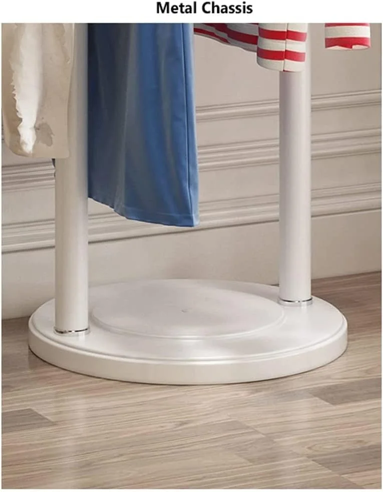 جالباسی ایستاده با طراحی مدرن و صرفه جویی در فضا، ساخته شده از استیل ضد زنگ، مناسب برای ورودی منزل، دارای 14 آویز منحصر به فرد و آینه (سفید)