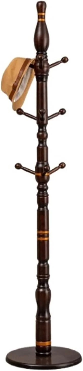 جالباسی ایستاده چوبی کم جا، جالباسی مینیمال رترو، قفسه ذخیره سازی دکور خانه برای لباس، کلاه، کیف، جالباسی ورودی (A-185cm)