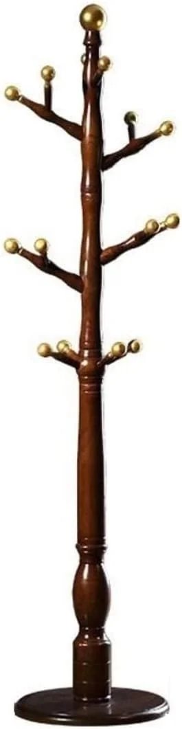 جالباسی ایستاده چوبی با 14 آویز، مناسب برای راهرو، آویز لباس، کلاه و شال، مناسب برای ورودی (تک رنگ - 40 * 180 سانتی متر)