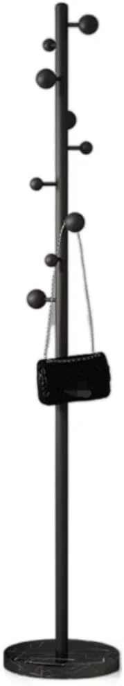 جالباسی ایستاده فلزی با طراحی کم‌جا، دارای ۹ آویز برای کت، کلاه و کیف دستی، مناسب منزل، اتاق نشیمن، ورودی و آویز عمودی لباس (مشکی - 30 * 180 سانتی‌متر)