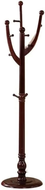 جالباسی ایستاده چوبی کم جا، ارتفاع 180 سانتی متر با 9 آویز برای کلاه، کیف دستی، لباس، مناسب برای ورودی (قهوه ای - 42 * 180 سانتی متر)