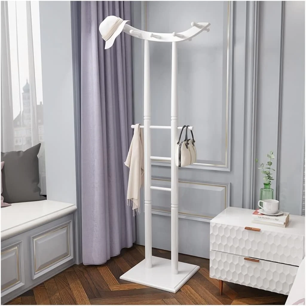 چوب لباسی ایستاده زمینی، صرفه جویی در فضا، چوب لباسی چوبی لاستیکی، جالباسی راهرو ورودی با قلاب و پایه مربعی برای کت، کلاه، جالباسی ورودی (B-40 * 167 سانتی متر)