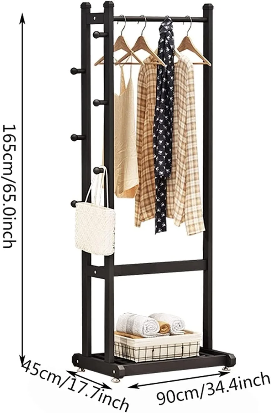 رخت آویز ایستاده فلزی با قفسه، مناسب برای کلاه، لباس، کیف دستی، ورودی منزل، اتاق خواب و مرتب سازی وسایل (مشکی - 90 * 45 * 165 سانتی متر) رخت آویز ایستاده فلزی با قفسه، مناسب برای کلاه، لباس، کیف دستی، ورودی منزل، اتاق خواب و مرتب سازی وسایل (مشکی - 90 * 45 * 165 سانتی متر)