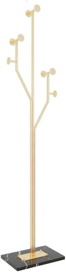 رخت آویز ایستاده فلزی، طراحی خلاقانه، آویز لباس فرفورژه، مناسب اتاق نشیمن، آویز ساده برای کلاه، ژاکت، ورودی و استند لباس (طلایی)