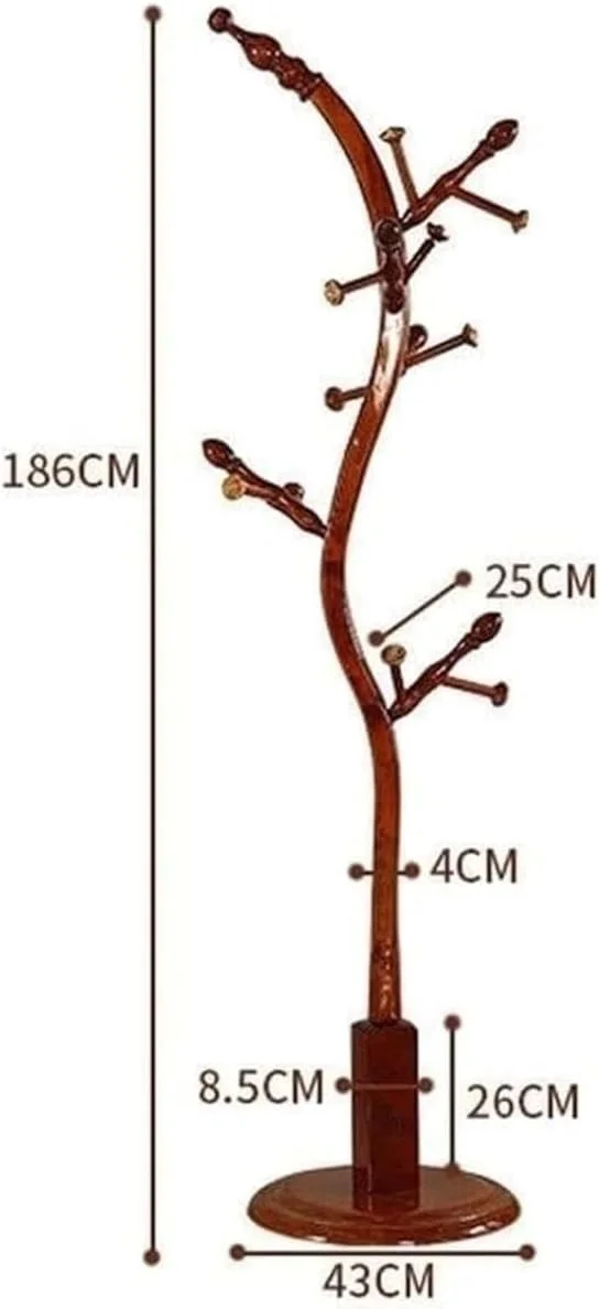 جالباسی ایستاده چوبی چند منظوره با قفسه برای اتاق خواب و ورودی منزل (قهوه ای 1 - 186 * 43 سانتی متر)