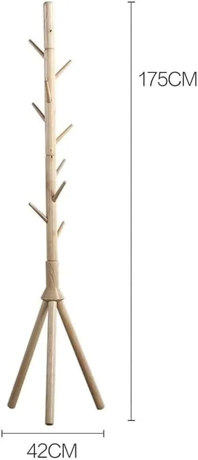 جالباسی ایستاده با طراحی عمودی و اشغال فضای کم، مناسب برای نگهداری لباس، کیف، کلاه در اتاق خواب، قفسه نمایش و آویز لباس چوبی خلاقانه، مناسب برای ورودی منزل (رنگ چای - 172 * 42 سانتی متر)