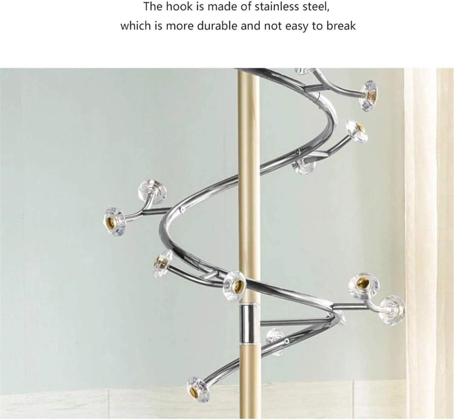 چوب لباسی ایستاده فلزی با پایه سنگین برای کت، کلاه، اتاق خواب، ورودی لباس (طلایی - 182 سانتی متر) چوب لباسی ایستاده فلزی با پایه سنگین برای کت، کلاه، اتاق خواب، ورودی لباس (طلایی - 182 سانتی متر)