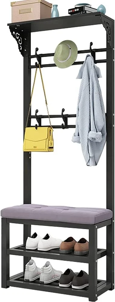 جالباسی ایستاده، جالباسی فلزی با قلاب، استند کفش 2 طبقه، جالباسی نیمکت کفش، مناسب برای راهرو، حمام، اتاق نشیمن / خاکستری جالباسی ایستاده، جالباسی فلزی با قلاب، استند کفش 2 طبقه، جالباسی نیمکت کفش، مناسب برای راهرو، حمام، اتاق نشیمن / خاکستری