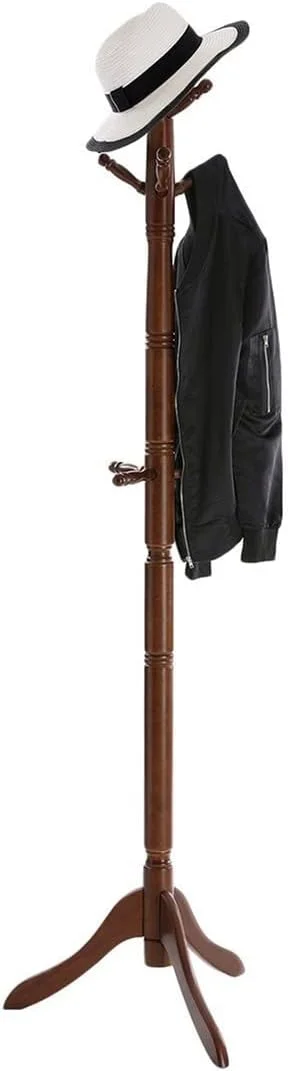 چوب لباسی ایستاده، چوب لباسی چوبی جامد، جالباسی ایستاده با 10 آویز برای کت، کلاه، کیف، کیف پول گردویی تیره (بلوط - 47 X 47 X 177 سانتی متر) چوب لباسی ایستاده، چوب لباسی چوبی جامد، جالباسی ایستاده با 10 آویز برای کت، کلاه، کیف، کیف پول گردویی تیره (بلوط - 47 X 47 X 177 سانتی متر)