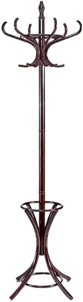 چوب لباسی ایستاده چوبی با 12 آویز مناسب برای کلاه، کت و ژاکت به همراه جای چتر