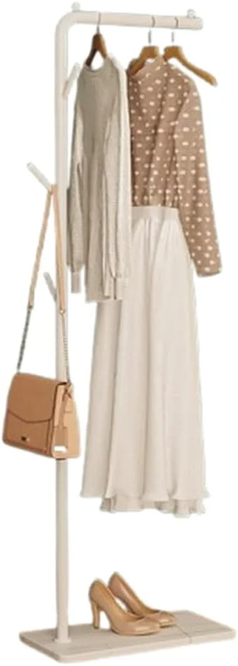 جالباسی ایستاده با پایه مرمر، 3 آویز فلزی، مناسب ورودی، راهرو، اتاق خواب و نشیمن - مناسب لباس/کیف/کلاه، 170X40X25 سانتی متر (سفید)