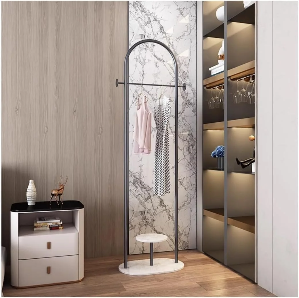 چوب لباسی ایستاده، پایه رخت آویز با پایه مرمری، فلزی، مدرن، رخت آویز ایستاده، رگال لباس، رخت آویز سنگین، آویز لباس، مناسب راهرو، D