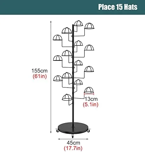 استند کلاه ایستاده برای سازماندهی کلاه‌های متعدد، فلزی مدرن با استحکام بالا، مناسب برای کلاه‌های فدورا/کابویی/لبه‌دار، نصب آسان