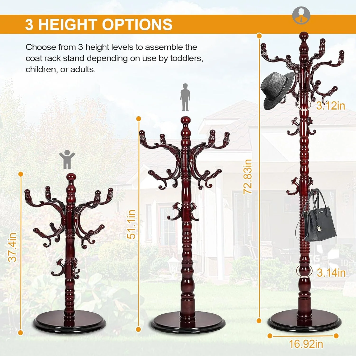 چوب لباسی ایستاده چوبی با 18 آویز، جالباسی ایستاده طرح قدیمی برای ورودی، ارتفاع قابل تنظیم 185 سانتی متر، جالباسی سنگین با پایه گرد محکم برای اتاق خواب منزل، اداره (گردویی) چوب لباسی ایستاده چوبی با 18 آویز، جالباسی ایستاده طرح قدیمی برای ورودی، ارتفاع قابل تنظیم 185 سانتی متر، جالباسی سنگین با پایه گرد محکم برای اتاق خواب منزل، اداره (گردویی)