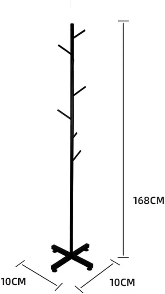 چوب لباسی ایستاده، رخت آویز فلزی با قلاب، آویز کلاه و استند رخت آویز، سازمان دهنده ورودی لباس برای راهروی ورودی، B-168cm